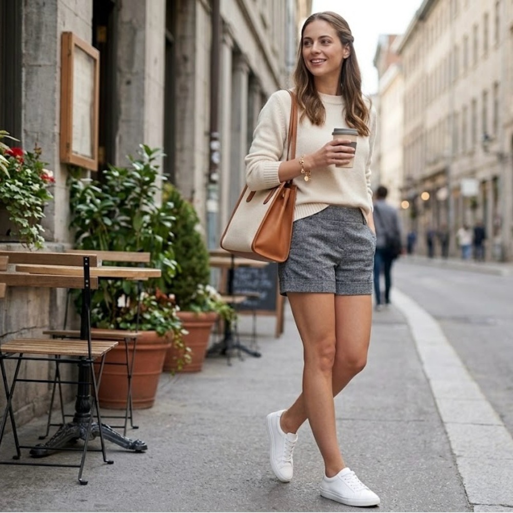 Express Grey Textured Dress Shorts with 4 Functional Pockets - Size 8